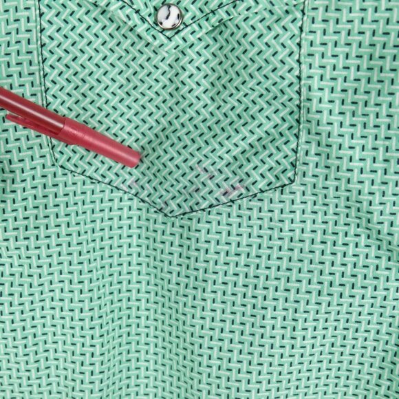 Cinch Shirt Mens Extra Large Green Geometric Pearl Snap Western Cowboy Colorful - Picture 9 of 9